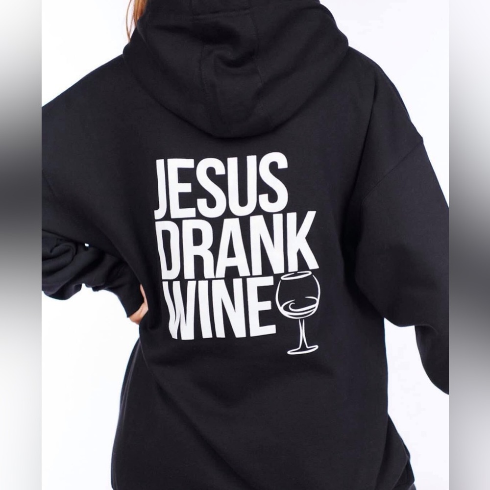 NanaMacs Jesus Drank Wine Sweatshirt Dress (Black/White)